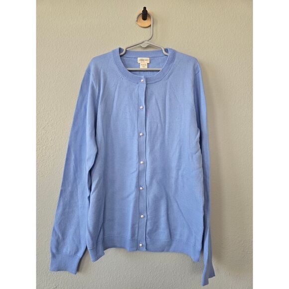 NWT Crewcuts J.Crew Pearl Button Cardigan Girls XL (12–14) Blue Cotton Classic - Picture 2 of 7